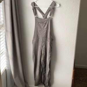 Grey linen Anthropologie overalls
